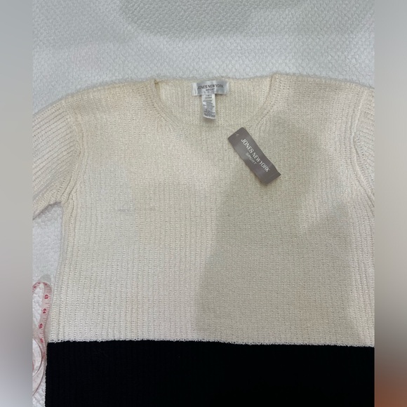 Y2K Jones New York Sport Sweater Adult White Color Block Cotton Womens Size L - Picture 3 of 11